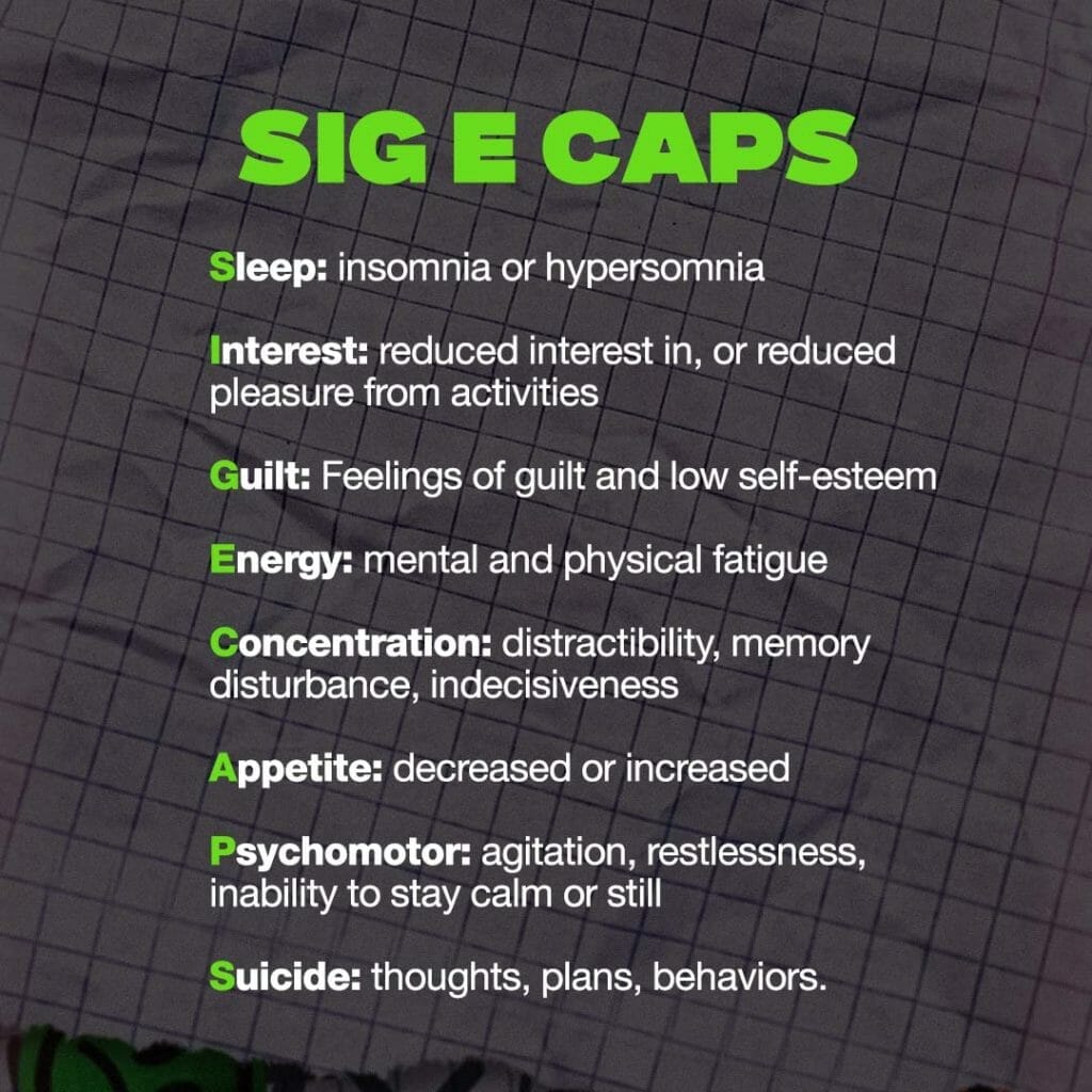 Una representación visual de la mnemotecnia SIG E CAPS.